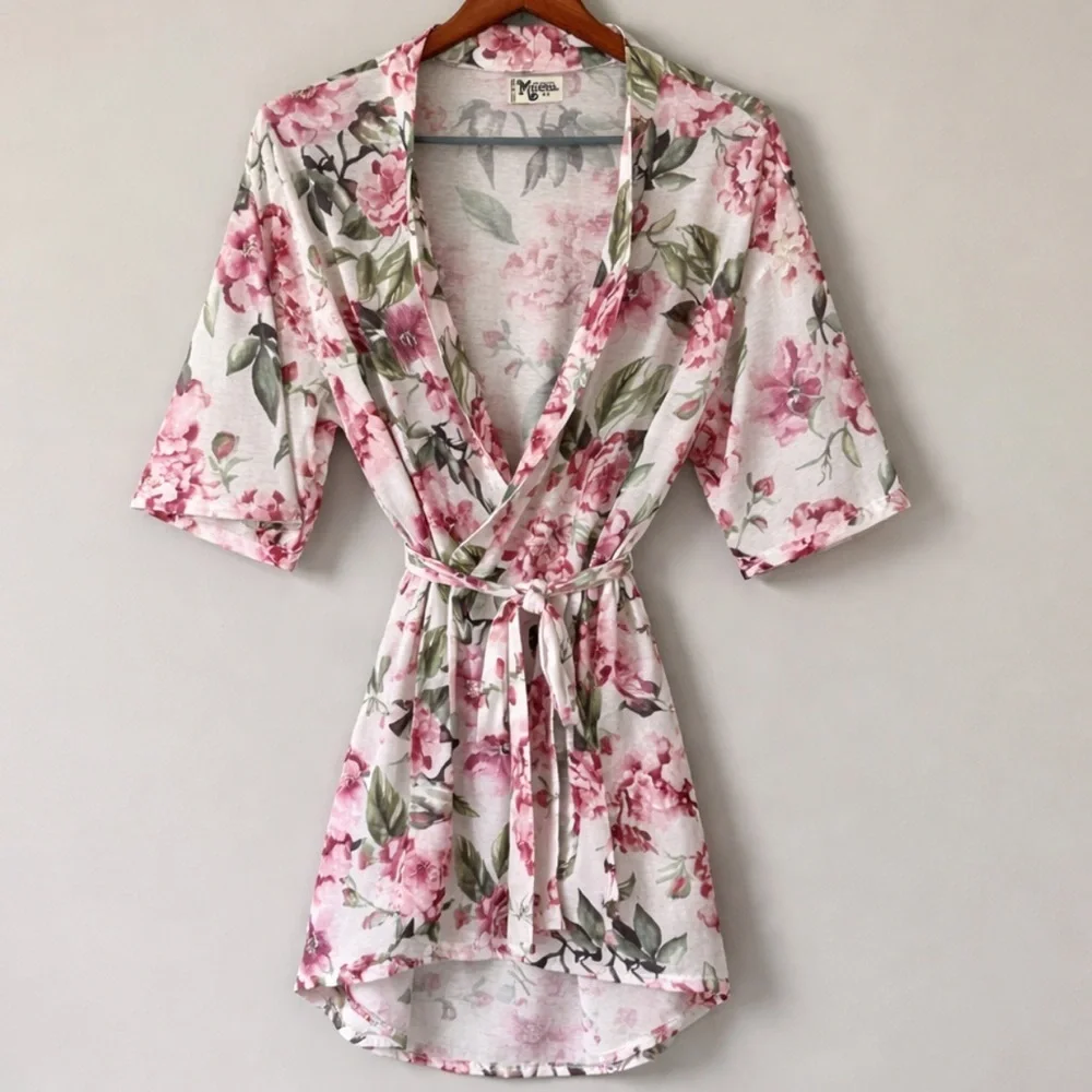 Show Me Your Mumu Floral Robe Feminine Knee Length Belted